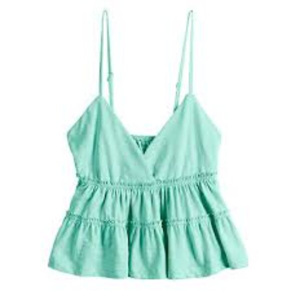 Juniors' SO Cropped Tiered Cami in Ariel Blue Medium - Picture 1 of 7